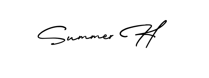 This is the best signature style for the Summer H name. Also you like these signature font (AmerikaSignatureDemo-Regular). Mix name signature. Summer H signature style 3 images and pictures png