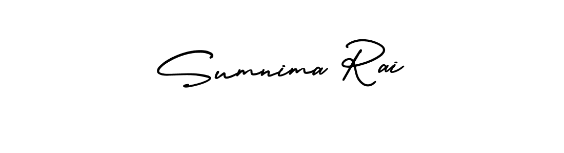 How to make Sumnima Rai name signature. Use AmerikaSignatureDemo-Regular style for creating short signs online. This is the latest handwritten sign. Sumnima Rai signature style 3 images and pictures png