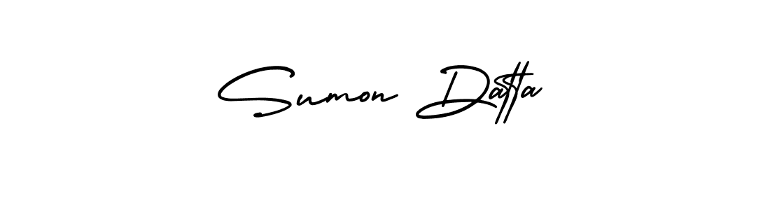 The best way (AmerikaSignatureDemo-Regular) to make a short signature is to pick only two or three words in your name. The name Sumon Datta include a total of six letters. For converting this name. Sumon Datta signature style 3 images and pictures png
