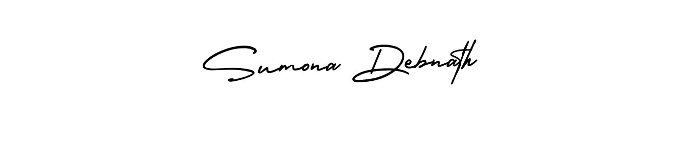 The best way (AmerikaSignatureDemo-Regular) to make a short signature is to pick only two or three words in your name. The name Sumona Debnath include a total of six letters. For converting this name. Sumona Debnath signature style 3 images and pictures png
