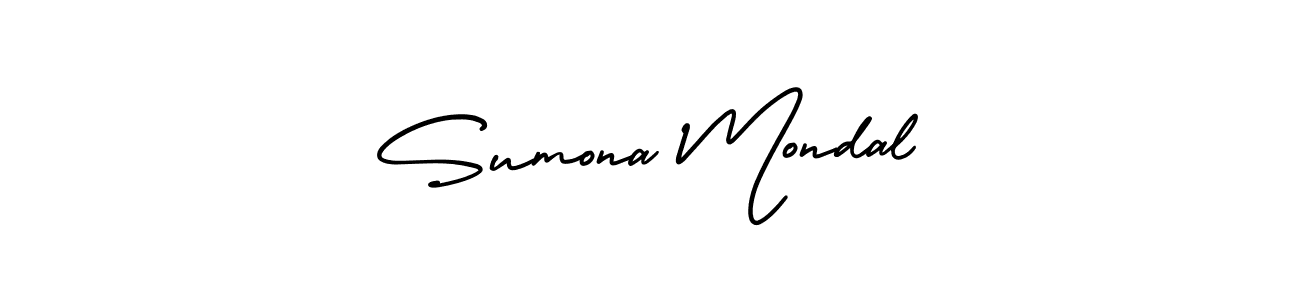 You should practise on your own different ways (AmerikaSignatureDemo-Regular) to write your name (Sumona Mondal) in signature. don't let someone else do it for you. Sumona Mondal signature style 3 images and pictures png