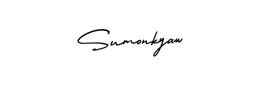 Check out images of Autograph of Sumonkyaw name. Actor Sumonkyaw Signature Style. AmerikaSignatureDemo-Regular is a professional sign style online. Sumonkyaw signature style 3 images and pictures png