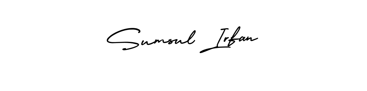 The best way (AmerikaSignatureDemo-Regular) to make a short signature is to pick only two or three words in your name. The name Sumsul Irfan include a total of six letters. For converting this name. Sumsul Irfan signature style 3 images and pictures png