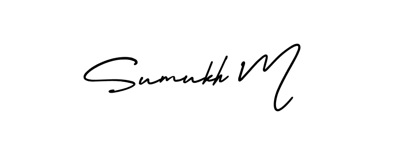 The best way (AmerikaSignatureDemo-Regular) to make a short signature is to pick only two or three words in your name. The name Sumukh M include a total of six letters. For converting this name. Sumukh M signature style 3 images and pictures png