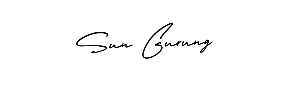 You should practise on your own different ways (AmerikaSignatureDemo-Regular) to write your name (Sun Gurung) in signature. don't let someone else do it for you. Sun Gurung signature style 3 images and pictures png