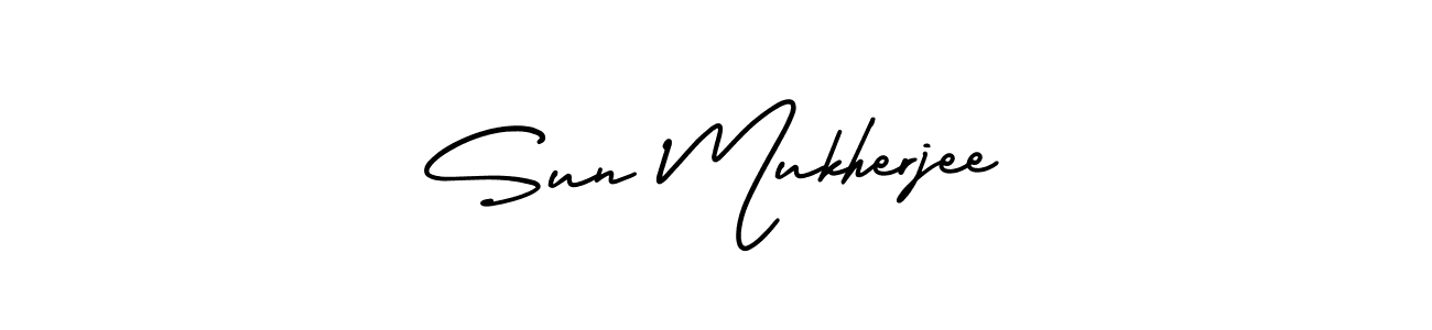 You should practise on your own different ways (AmerikaSignatureDemo-Regular) to write your name (Sun Mukherjee) in signature. don't let someone else do it for you. Sun Mukherjee signature style 3 images and pictures png