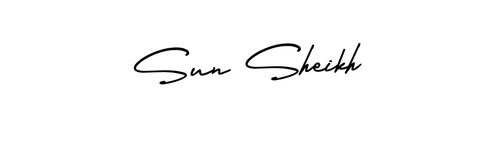 How to make Sun Sheikh name signature. Use AmerikaSignatureDemo-Regular style for creating short signs online. This is the latest handwritten sign. Sun Sheikh signature style 3 images and pictures png