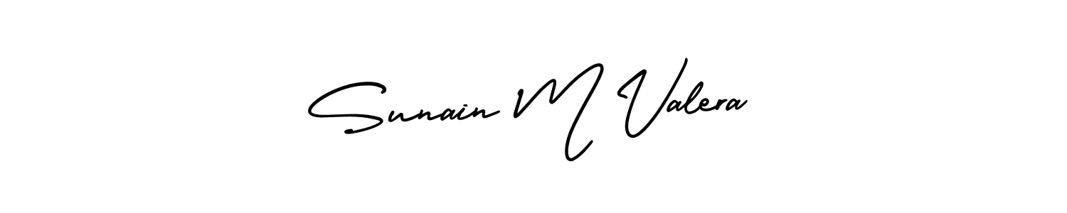 You should practise on your own different ways (AmerikaSignatureDemo-Regular) to write your name (Sunain M Valera) in signature. don't let someone else do it for you. Sunain M Valera signature style 3 images and pictures png