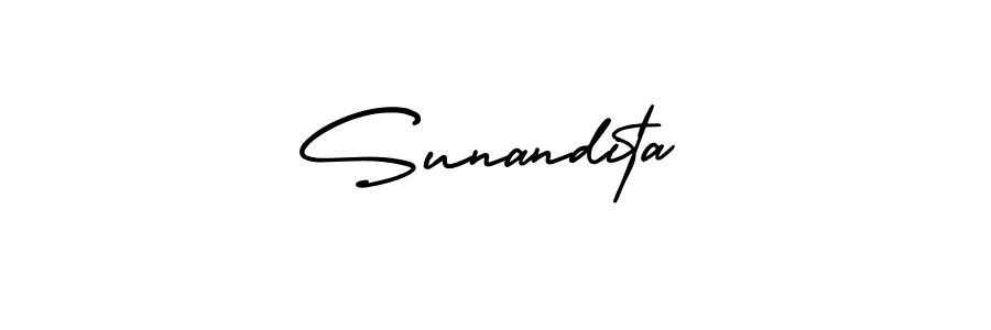 You should practise on your own different ways (AmerikaSignatureDemo-Regular) to write your name (Sunandita) in signature. don't let someone else do it for you. Sunandita signature style 3 images and pictures png