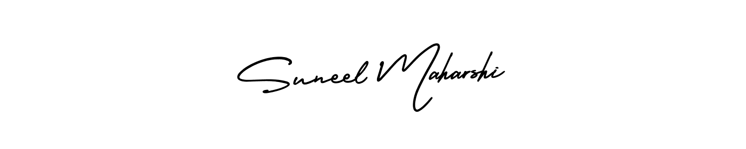 You should practise on your own different ways (AmerikaSignatureDemo-Regular) to write your name (Suneel Maharshi) in signature. don't let someone else do it for you. Suneel Maharshi signature style 3 images and pictures png