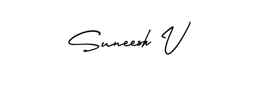 How to make Suneesh V signature? AmerikaSignatureDemo-Regular is a professional autograph style. Create handwritten signature for Suneesh V name. Suneesh V signature style 3 images and pictures png