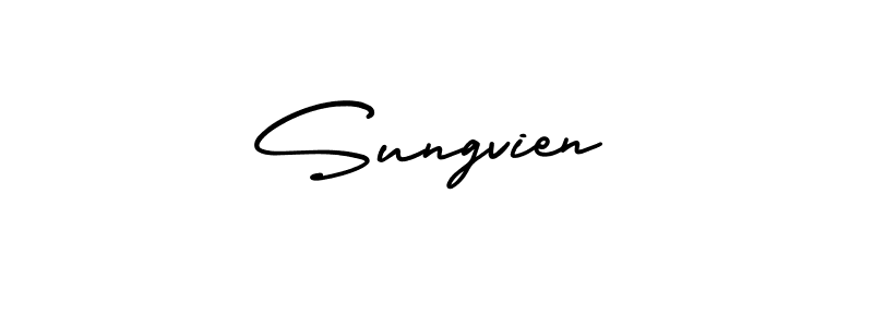 The best way (AmerikaSignatureDemo-Regular) to make a short signature is to pick only two or three words in your name. The name Sungvien include a total of six letters. For converting this name. Sungvien signature style 3 images and pictures png
