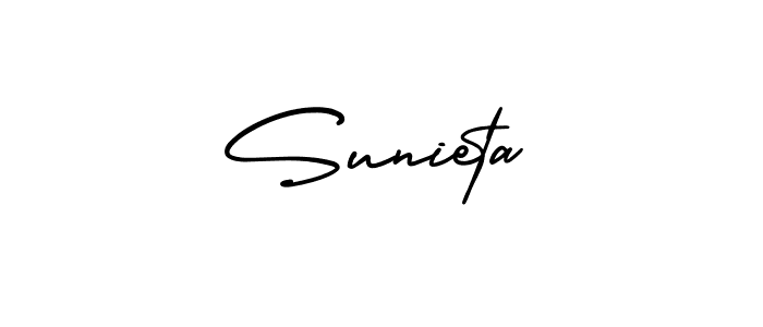 How to make Sunieta signature? AmerikaSignatureDemo-Regular is a professional autograph style. Create handwritten signature for Sunieta name. Sunieta signature style 3 images and pictures png