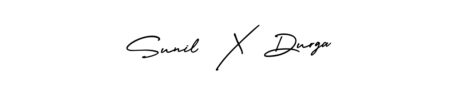 You should practise on your own different ways (AmerikaSignatureDemo-Regular) to write your name (Sunil  X  Durga) in signature. don't let someone else do it for you. Sunil  X  Durga signature style 3 images and pictures png