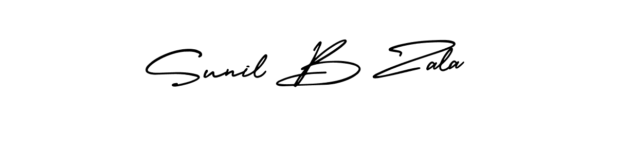 This is the best signature style for the Sunil B Zala name. Also you like these signature font (AmerikaSignatureDemo-Regular). Mix name signature. Sunil B Zala signature style 3 images and pictures png