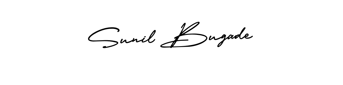 The best way (AmerikaSignatureDemo-Regular) to make a short signature is to pick only two or three words in your name. The name Sunil Bugade include a total of six letters. For converting this name. Sunil Bugade signature style 3 images and pictures png