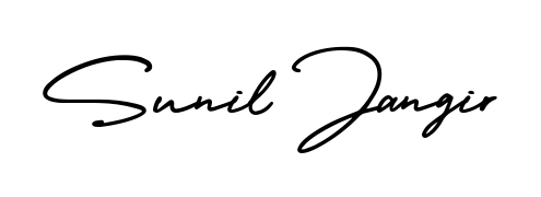 Looking for an artistic signature for Sunil Jangir? The AmerikaSignatureDemo-Regular calligraphy style gives a sophisticated flow suitable for business cards and emails. Sunil Jangir signature style 3 images and pictures png
