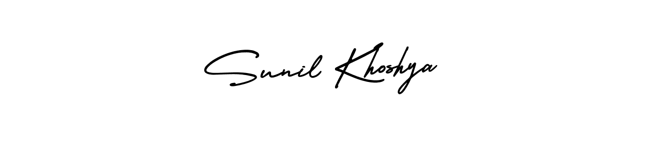 The best way (AmerikaSignatureDemo-Regular) to make a short signature is to pick only two or three words in your name. The name Sunil Khoshya include a total of six letters. For converting this name. Sunil Khoshya signature style 3 images and pictures png