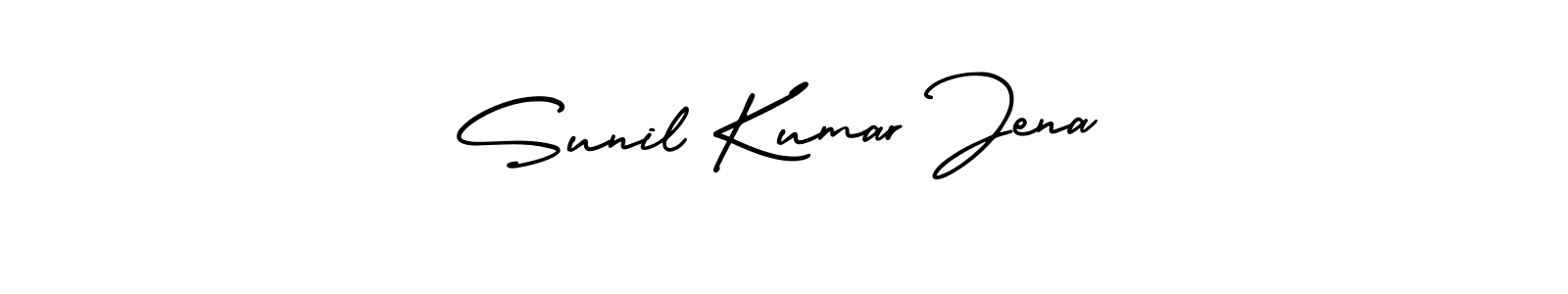 You should practise on your own different ways (AmerikaSignatureDemo-Regular) to write your name (Sunil Kumar Jena) in signature. don't let someone else do it for you. Sunil Kumar Jena signature style 3 images and pictures png