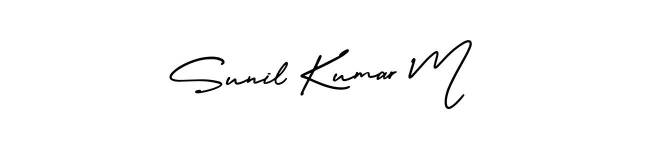 How to make Sunil Kumar M name signature. Use AmerikaSignatureDemo-Regular style for creating short signs online. This is the latest handwritten sign. Sunil Kumar M signature style 3 images and pictures png