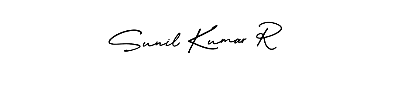 This is the best signature style for the Sunil Kumar R name. Also you like these signature font (AmerikaSignatureDemo-Regular). Mix name signature. Sunil Kumar R signature style 3 images and pictures png