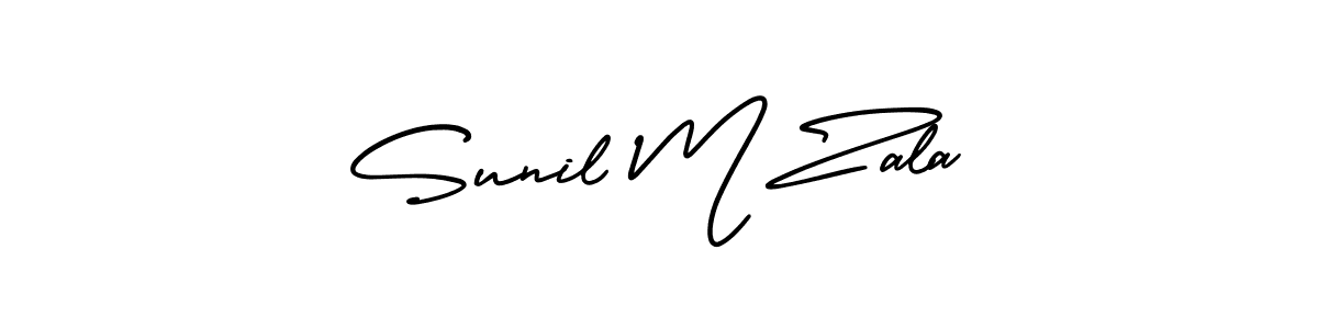 This is the best signature style for the Sunil M Zala name. Also you like these signature font (AmerikaSignatureDemo-Regular). Mix name signature. Sunil M Zala signature style 3 images and pictures png