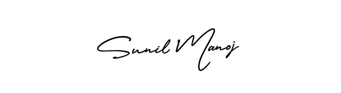 This is the best signature style for the Sunil Manoj name. Also you like these signature font (AmerikaSignatureDemo-Regular). Mix name signature. Sunil Manoj signature style 3 images and pictures png