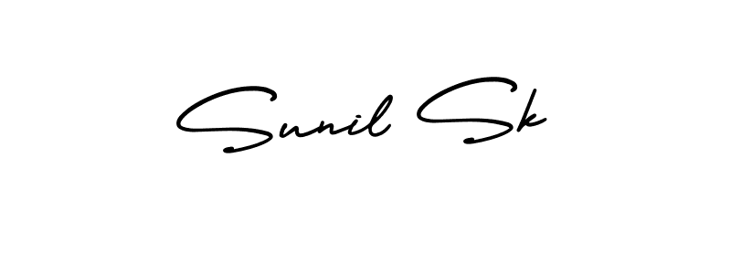 The best way (AmerikaSignatureDemo-Regular) to make a short signature is to pick only two or three words in your name. The name Sunil Sk include a total of six letters. For converting this name. Sunil Sk signature style 3 images and pictures png