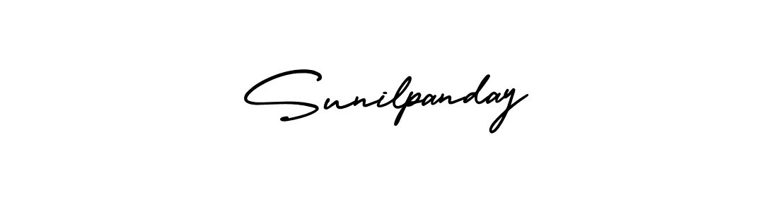 The best way (AmerikaSignatureDemo-Regular) to make a short signature is to pick only two or three words in your name. The name Sunilpanday include a total of six letters. For converting this name. Sunilpanday signature style 3 images and pictures png