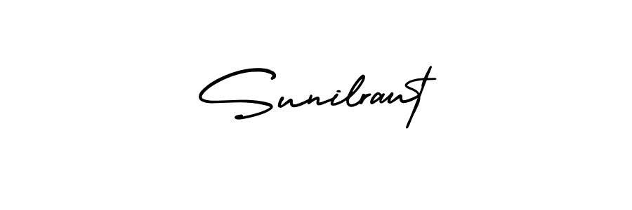 The best way (AmerikaSignatureDemo-Regular) to make a short signature is to pick only two or three words in your name. The name Sunilraut include a total of six letters. For converting this name. Sunilraut signature style 3 images and pictures png