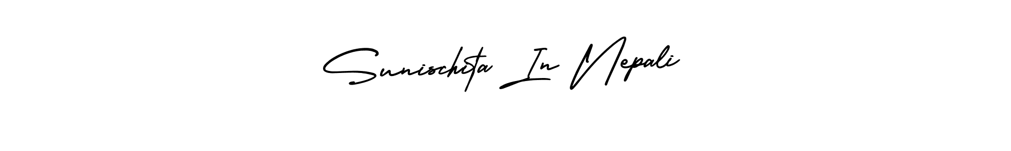 AmerikaSignatureDemo-Regular is a professional signature style that is perfect for those who want to add a touch of class to their signature. It is also a great choice for those who want to make their signature more unique. Get Sunischita In Nepali name to fancy signature for free. Sunischita In Nepali signature style 3 images and pictures png