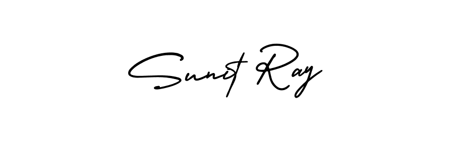 How to make Sunit Ray name signature. Use AmerikaSignatureDemo-Regular style for creating short signs online. This is the latest handwritten sign. Sunit Ray signature style 3 images and pictures png