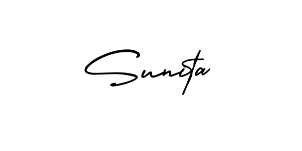 You should practise on your own different ways (AmerikaSignatureDemo-Regular) to write your name (Sunita) in signature. don't let someone else do it for you. Sunita signature style 3 images and pictures png