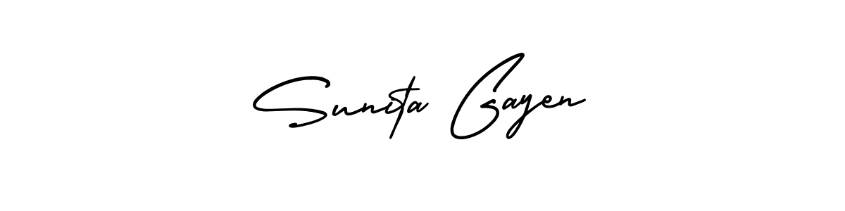 How to Draw Sunita Gayen signature style? AmerikaSignatureDemo-Regular is a latest design signature styles for name Sunita Gayen. Sunita Gayen signature style 3 images and pictures png