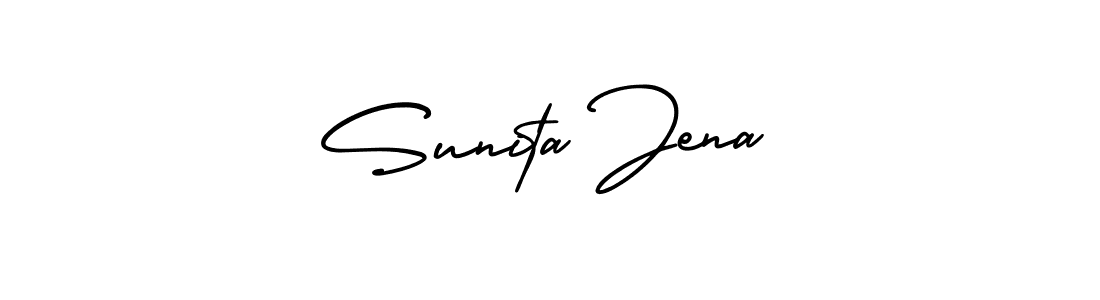 The best way (AmerikaSignatureDemo-Regular) to make a short signature is to pick only two or three words in your name. The name Sunita Jena include a total of six letters. For converting this name. Sunita Jena signature style 3 images and pictures png