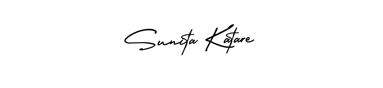 The best way (AmerikaSignatureDemo-Regular) to make a short signature is to pick only two or three words in your name. The name Sunita Katare include a total of six letters. For converting this name. Sunita Katare signature style 3 images and pictures png