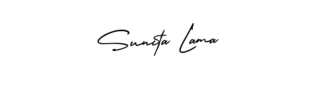 The best way (AmerikaSignatureDemo-Regular) to make a short signature is to pick only two or three words in your name. The name Sunita Lama include a total of six letters. For converting this name. Sunita Lama signature style 3 images and pictures png