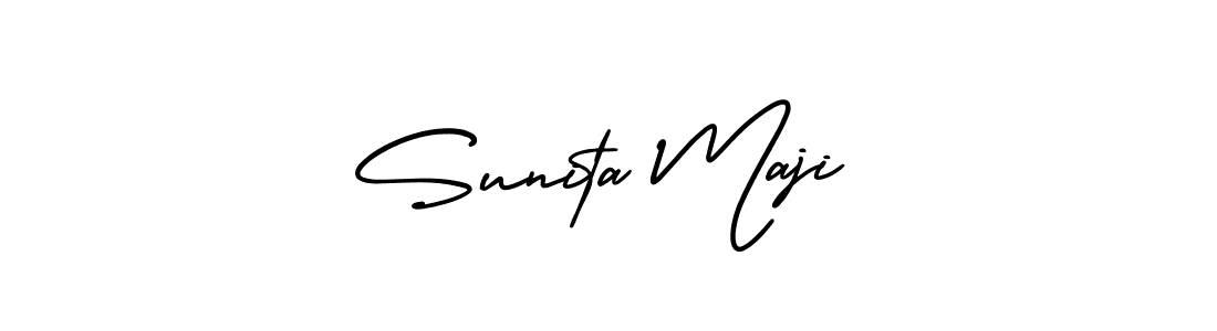 This is the best signature style for the Sunita Maji name. Also you like these signature font (AmerikaSignatureDemo-Regular). Mix name signature. Sunita Maji signature style 3 images and pictures png