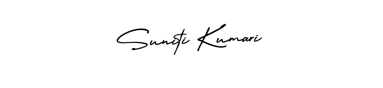 You should practise on your own different ways (AmerikaSignatureDemo-Regular) to write your name (Suniti Kumari) in signature. don't let someone else do it for you. Suniti Kumari signature style 3 images and pictures png