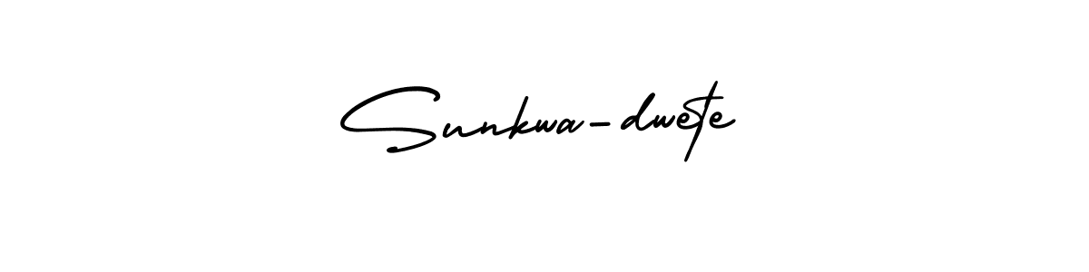 You should practise on your own different ways (AmerikaSignatureDemo-Regular) to write your name (Sunkwa-dwete) in signature. don't let someone else do it for you. Sunkwa-dwete signature style 3 images and pictures png