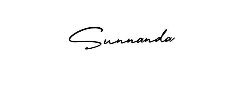 The best way (AmerikaSignatureDemo-Regular) to make a short signature is to pick only two or three words in your name. The name Sunnanda include a total of six letters. For converting this name. Sunnanda signature style 3 images and pictures png