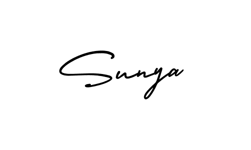 You should practise on your own different ways (AmerikaSignatureDemo-Regular) to write your name (Sunya) in signature. don't let someone else do it for you. Sunya signature style 3 images and pictures png