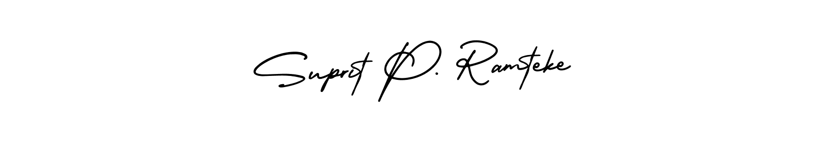 The best way (AmerikaSignatureDemo-Regular) to make a short signature is to pick only two or three words in your name. The name Suprit P. Ramteke include a total of six letters. For converting this name. Suprit P. Ramteke signature style 3 images and pictures png