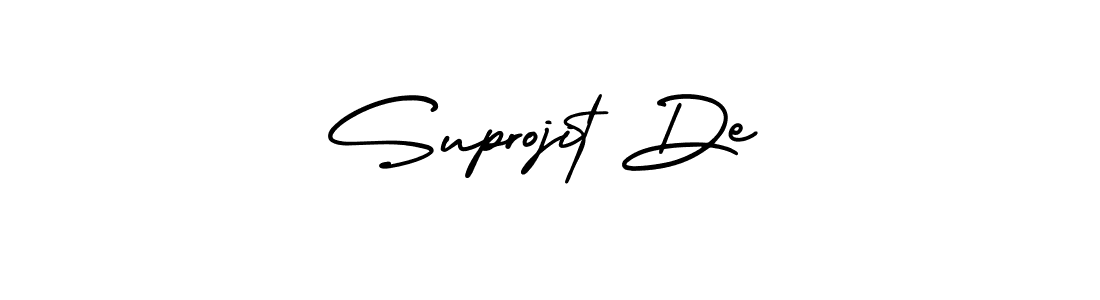 How to make Suprojit De name signature. Use AmerikaSignatureDemo-Regular style for creating short signs online. This is the latest handwritten sign. Suprojit De signature style 3 images and pictures png