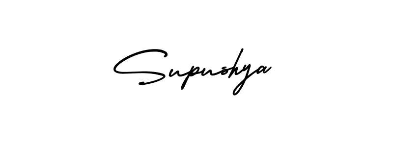 You should practise on your own different ways (AmerikaSignatureDemo-Regular) to write your name (Supushya) in signature. don't let someone else do it for you. Supushya signature style 3 images and pictures png