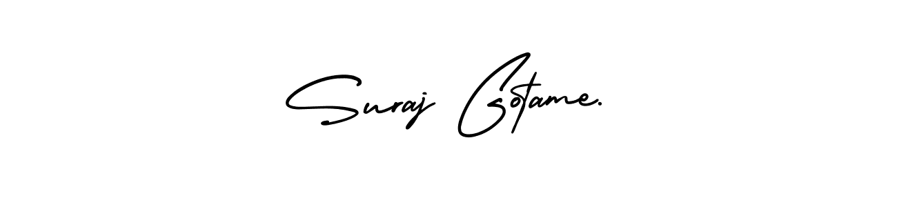 The best way (AmerikaSignatureDemo-Regular) to make a short signature is to pick only two or three words in your name. The name Suraj Gotame. include a total of six letters. For converting this name. Suraj Gotame. signature style 3 images and pictures png