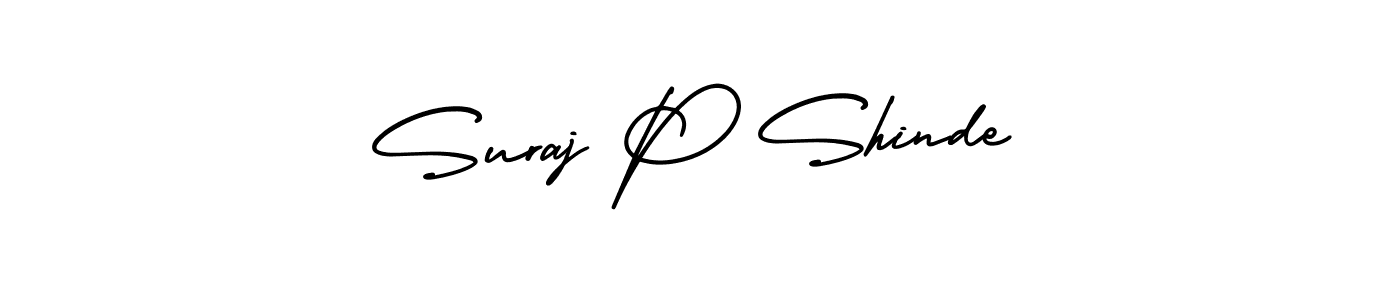 The best way (AmerikaSignatureDemo-Regular) to make a short signature is to pick only two or three words in your name. The name Suraj P Shinde include a total of six letters. For converting this name. Suraj P Shinde signature style 3 images and pictures png