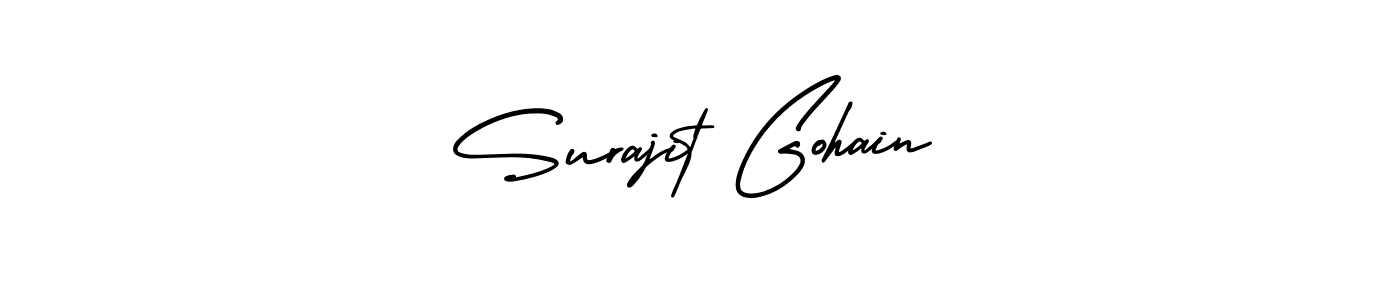 The best way (AmerikaSignatureDemo-Regular) to make a short signature is to pick only two or three words in your name. The name Surajit Gohain include a total of six letters. For converting this name. Surajit Gohain signature style 3 images and pictures png