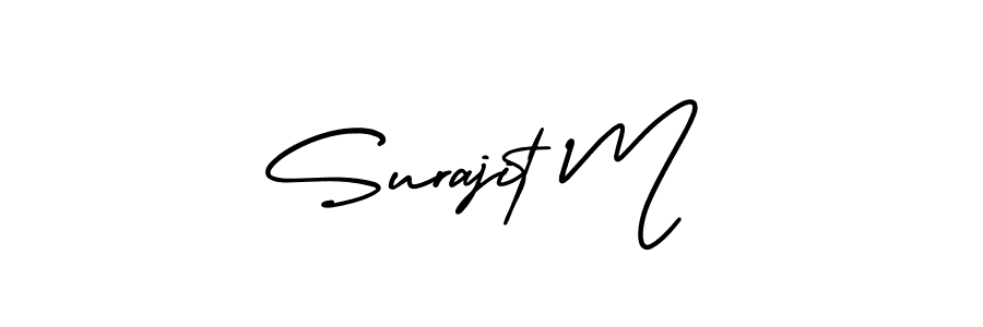 How to make Surajit M name signature. Use AmerikaSignatureDemo-Regular style for creating short signs online. This is the latest handwritten sign. Surajit M signature style 3 images and pictures png