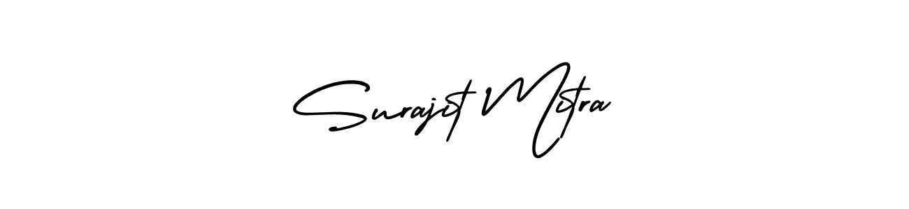 You should practise on your own different ways (AmerikaSignatureDemo-Regular) to write your name (Surajit Mitra) in signature. don't let someone else do it for you. Surajit Mitra signature style 3 images and pictures png